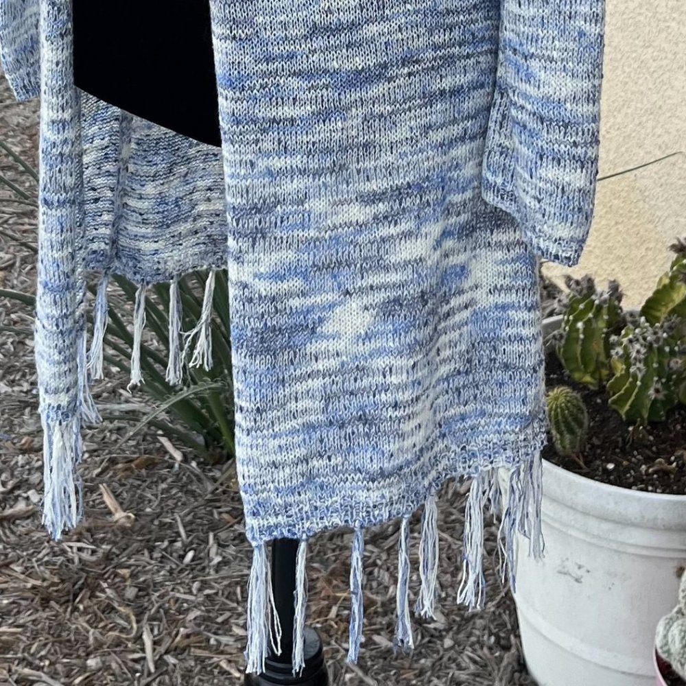 Mudd Blue & White Open Cardigan With Hood Girls Size 16 - Picture 6 of 16